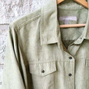 Green Faux-Suede Button Down Top - Croft & Barrow